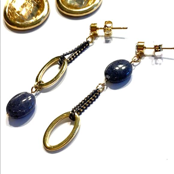 Boho Jewelry Lot of 3 pairs pierced earrings gold tone studs & dangle teardrops - Picture 3 of 6